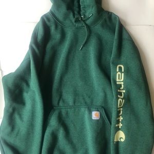 Carhartt Men’s Logo Hoodie North Woods Heather, Forest Green X-Large